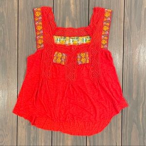 Free People Red crochet tank S
